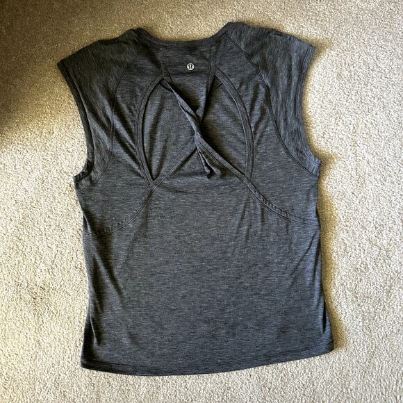 Lululemon Stop Drop & Squat Short Sleeve Heathered Black Top Size M - Picture 6 of 9